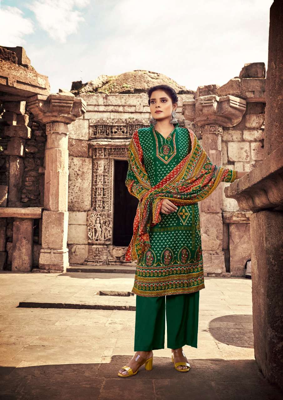 KALIKAA BY KESARIYA 1001 TO 1008 SERIES BEAUTIFUL STYLISH SHARARA SUITS FANCY COLORFUL CASUAL WEAR & ETHNIC WEAR & READY TO WEAR PASHMINA JACQUARD PRINTED DRESSES AT WHOLESALE PRICE