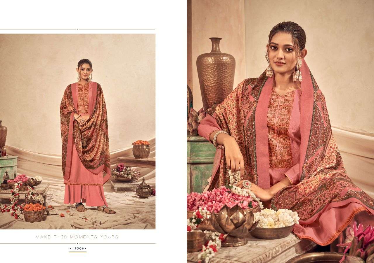 SAAZ BY SIYONI 13001 TO 13006 SERIES BEAUTIFUL SUITS COLORFUL STYLISH FANCY CASUAL WEAR & ETHNIC WEAR PURE STAPLA PASHMINA WITH EMBROIDERY DRESSES AT WHOLESALE PRICE
