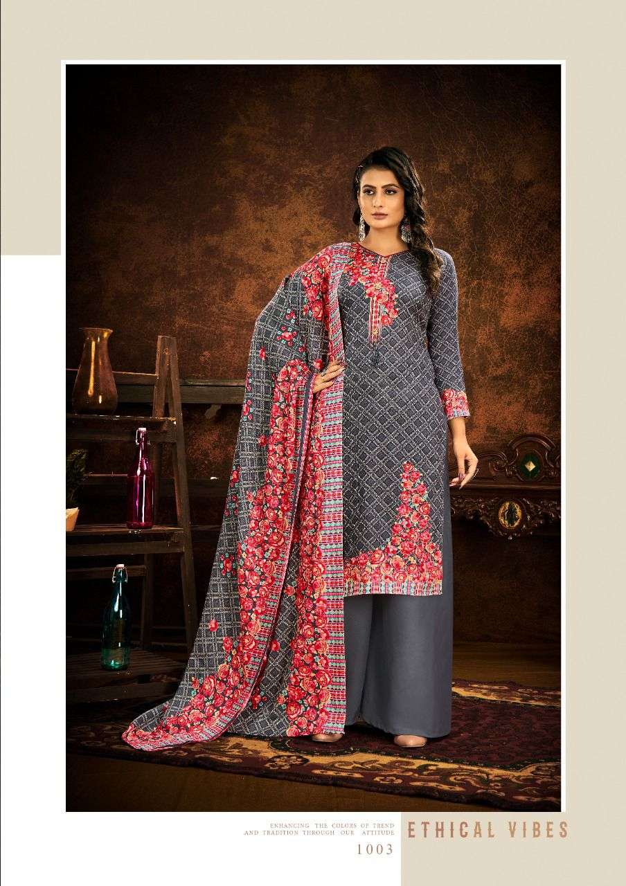JANNAT BY KESARIYA 1001 TO 1008 SERIES BEAUTIFUL STYLISH SHARARA SUITS FANCY COLORFUL CASUAL WEAR & ETHNIC WEAR & READY TO WEAR PASHMINA PRINTED DRESSES AT WHOLESALE PRICE