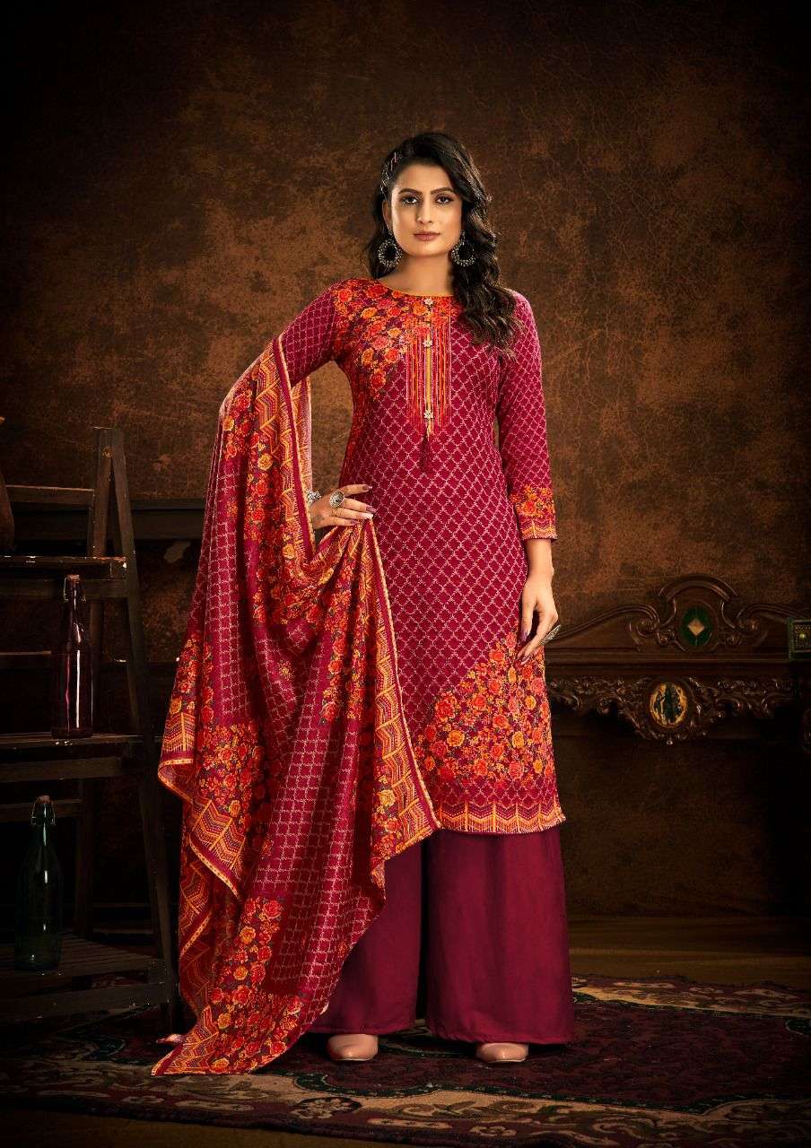 JANNAT BY KESARIYA 1001 TO 1008 SERIES BEAUTIFUL STYLISH SHARARA SUITS FANCY COLORFUL CASUAL WEAR & ETHNIC WEAR & READY TO WEAR PASHMINA PRINTED DRESSES AT WHOLESALE PRICE