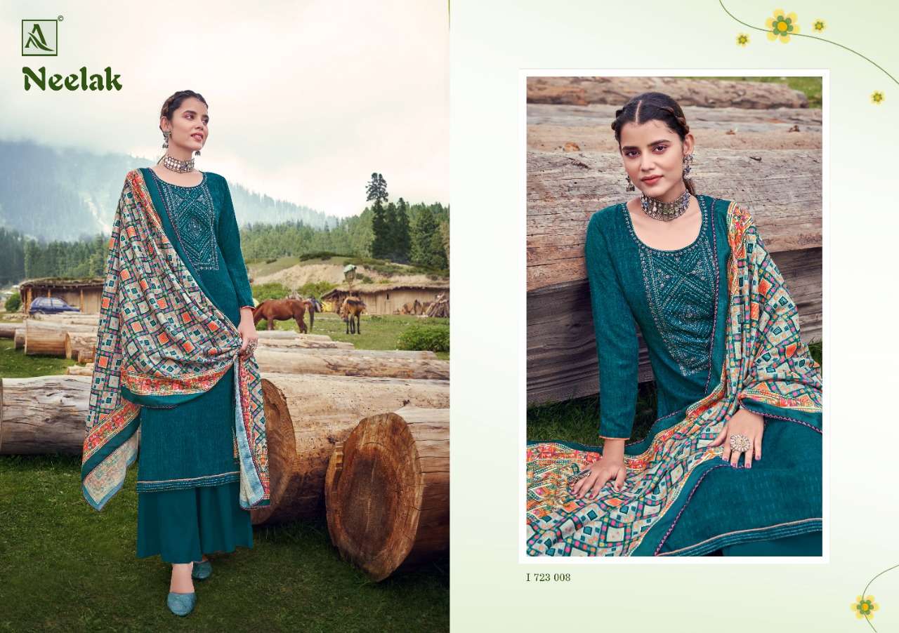 NEELAK BY ALOK SUITS 723-001 TO 723-010 SERIES BEAUTIFUL STYLISH SHARARA SUITS FANCY COLORFUL CASUAL WEAR & ETHNIC WEAR & READY TO WEAR PURE PASHMINA PRINT WITH EMBROIDERED DRESSES AT WHOLESALE PRICE