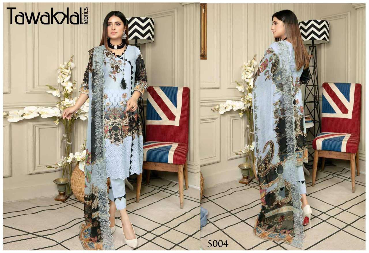 OPULENCE LUXURY COTTON VOl-5 BY TAWAKKAL FAB 5001 TO 5010 SERIES BEAUTIFUL STYLISH SUITS FANCY COLORFUL CASUAL WEAR & ETHNIC WEAR & READY TO WEAR COTTON PRINTED DRESSES AT WHOLESALE PRICE