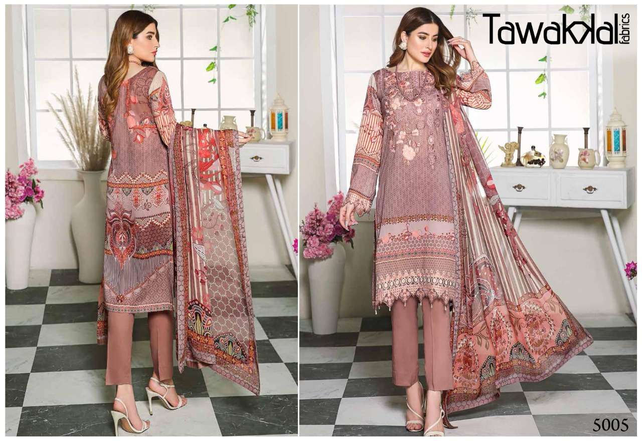 OPULENCE LUXURY COTTON VOl-5 BY TAWAKKAL FAB 5001 TO 5010 SERIES BEAUTIFUL STYLISH SUITS FANCY COLORFUL CASUAL WEAR & ETHNIC WEAR & READY TO WEAR COTTON PRINTED DRESSES AT WHOLESALE PRICE