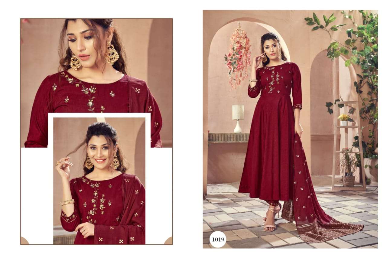 FALAK BY SNAPSTYLE 1019 TO 1024 SERIES BEAUTIFUL SUITS COLORFUL STYLISH FANCY CASUAL WEAR & ETHNIC WEAR BEMBERG SILK DRESSES AT WHOLESALE PRICE