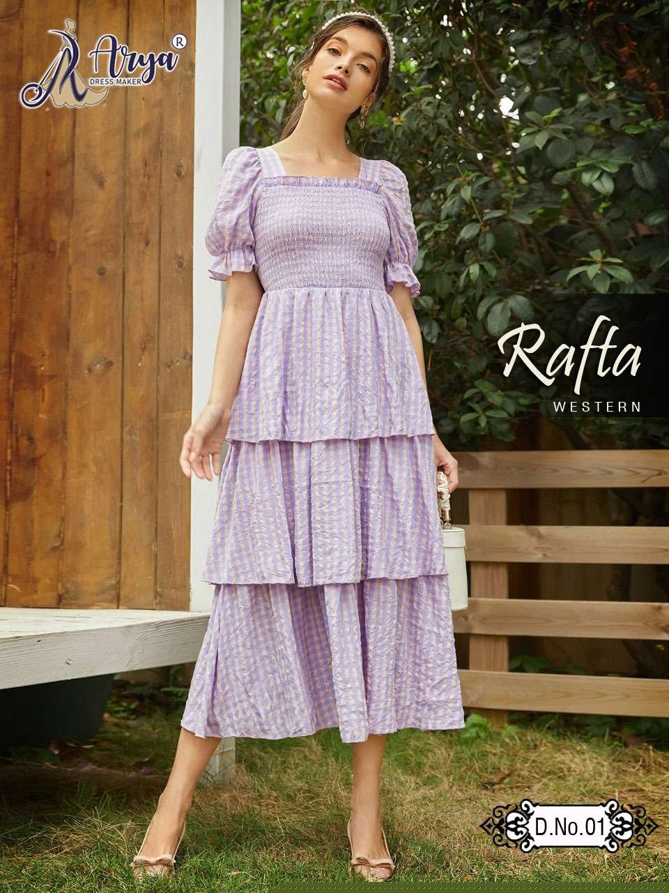 RAFTA BY ARYA DRESS MAKER 01 TO 07 SERIES BEAUTIFUL STYLISH FANCY COLORFUL CASUAL WEAR & ETHNIC WEAR POLY RAYON DIGITAL PRINT GOWNS AT WHOLESALE PRICE
