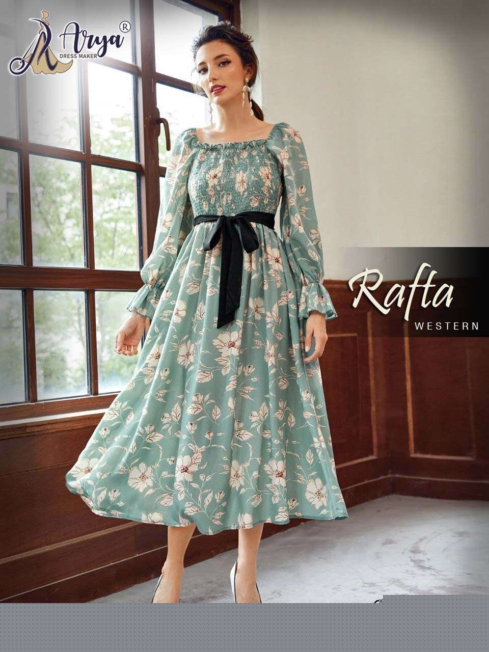 RAFTA BY ARYA DRESS MAKER 01 TO 07 SERIES BEAUTIFUL STYLISH FANCY COLORFUL CASUAL WEAR & ETHNIC WEAR POLY RAYON DIGITAL PRINT GOWNS AT WHOLESALE PRICE
