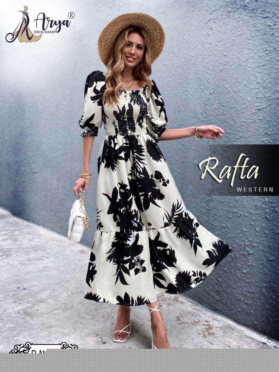 RAFTA BY ARYA DRESS MAKER 01 TO 07 SERIES BEAUTIFUL STYLISH FANCY COLORFUL CASUAL WEAR & ETHNIC WEAR POLY RAYON DIGITAL PRINT GOWNS AT WHOLESALE PRICE