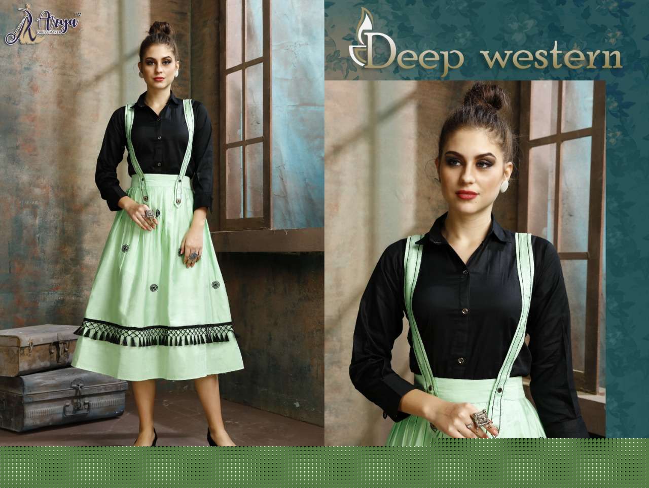 DEEP BY ARYA DRESS MAKER 01 TO 06 SERIES BEAUTIFUL STYLISH FANCY COLORFUL CASUAL WEAR & ETHNIC WEAR RAYON COTTON TOPS WITH SKIRT AT WHOLESALE PRICE