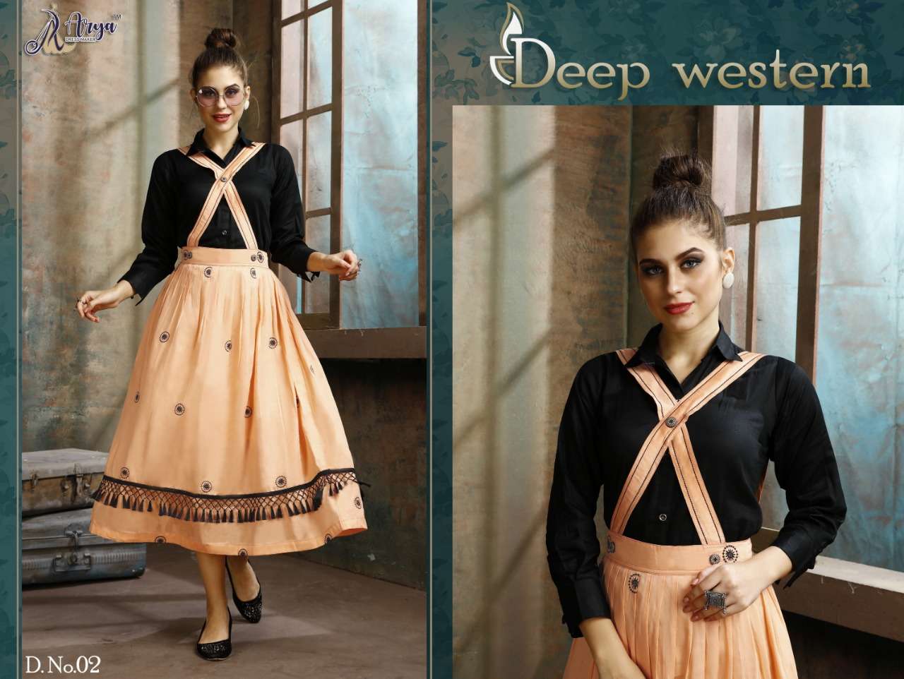 DEEP BY ARYA DRESS MAKER 01 TO 06 SERIES BEAUTIFUL STYLISH FANCY COLORFUL CASUAL WEAR & ETHNIC WEAR RAYON COTTON TOPS WITH SKIRT AT WHOLESALE PRICE