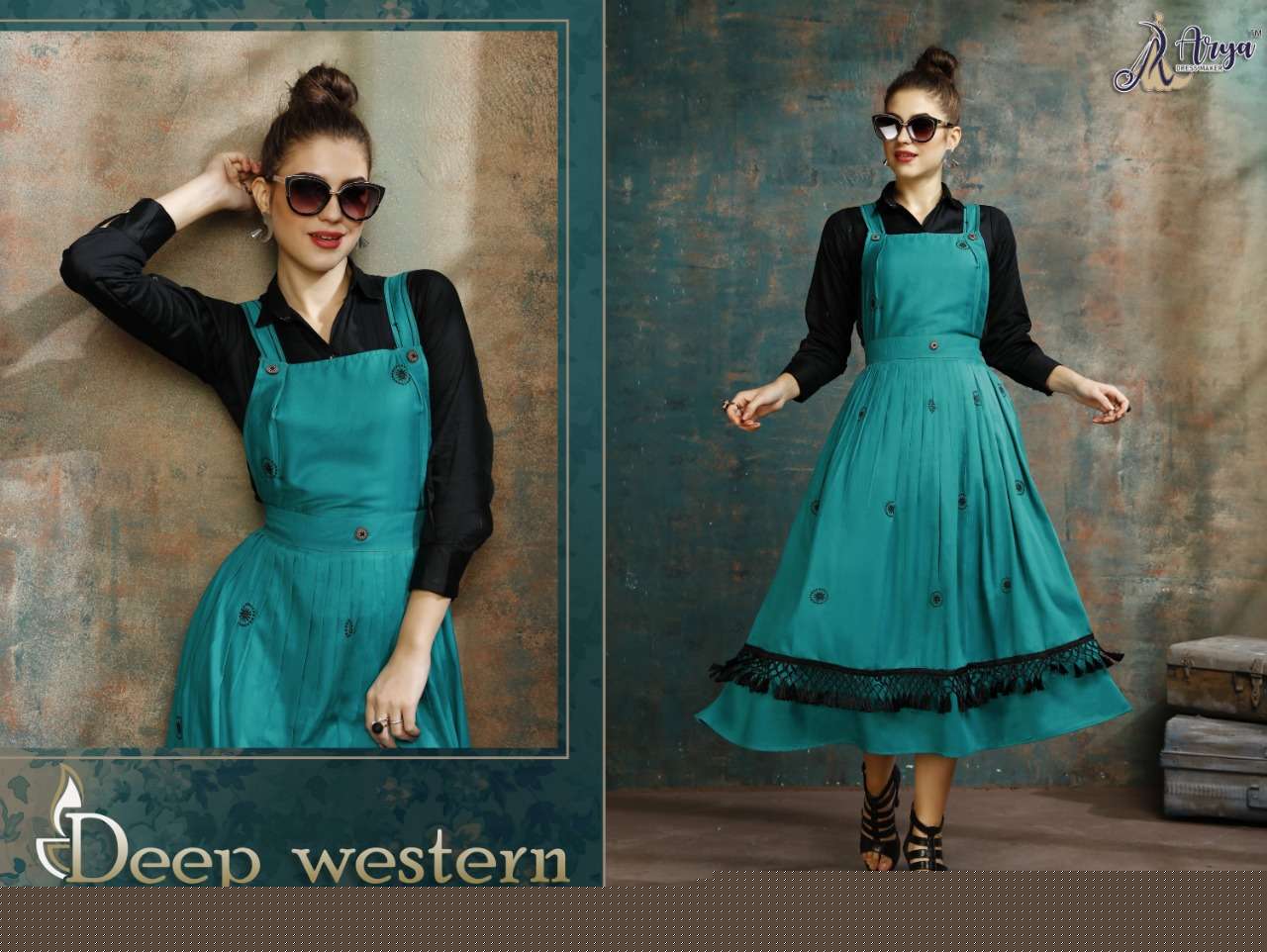 DEEP BY ARYA DRESS MAKER 01 TO 06 SERIES BEAUTIFUL STYLISH FANCY COLORFUL CASUAL WEAR & ETHNIC WEAR RAYON COTTON TOPS WITH SKIRT AT WHOLESALE PRICE
