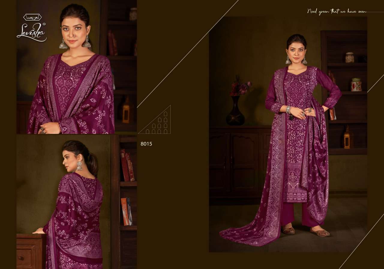 Alisa Vol-2 By Levisha 8013 To 8020 Series Festive Suits Collection Beautiful Stylish Fancy Colorful Party Wear & Occasional Wear Pure Viscose Muslin Print With Work Dresses At Wholesale Price