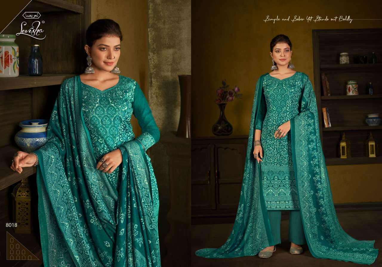 Alisa Vol-2 By Levisha 8013 To 8020 Series Festive Suits Collection Beautiful Stylish Fancy Colorful Party Wear & Occasional Wear Pure Viscose Muslin Print With Work Dresses At Wholesale Price