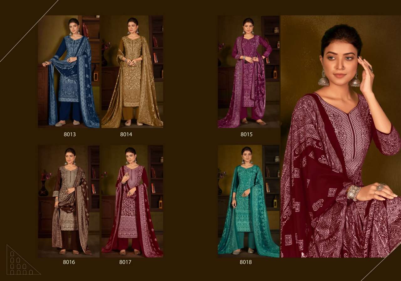 Alisa Vol-2 By Levisha 8013 To 8020 Series Festive Suits Collection Beautiful Stylish Fancy Colorful Party Wear & Occasional Wear Pure Viscose Muslin Print With Work Dresses At Wholesale Price