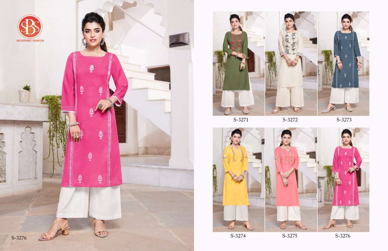TULIP BY SBS 3271 TO 3276 SERIES DESIGNER STYLISH FANCY COLORFUL BEAUTIFUL PARTY WEAR & ETHNIC WEAR COLLECTION RAYON KURTIS AT WHOLESALE PRICE