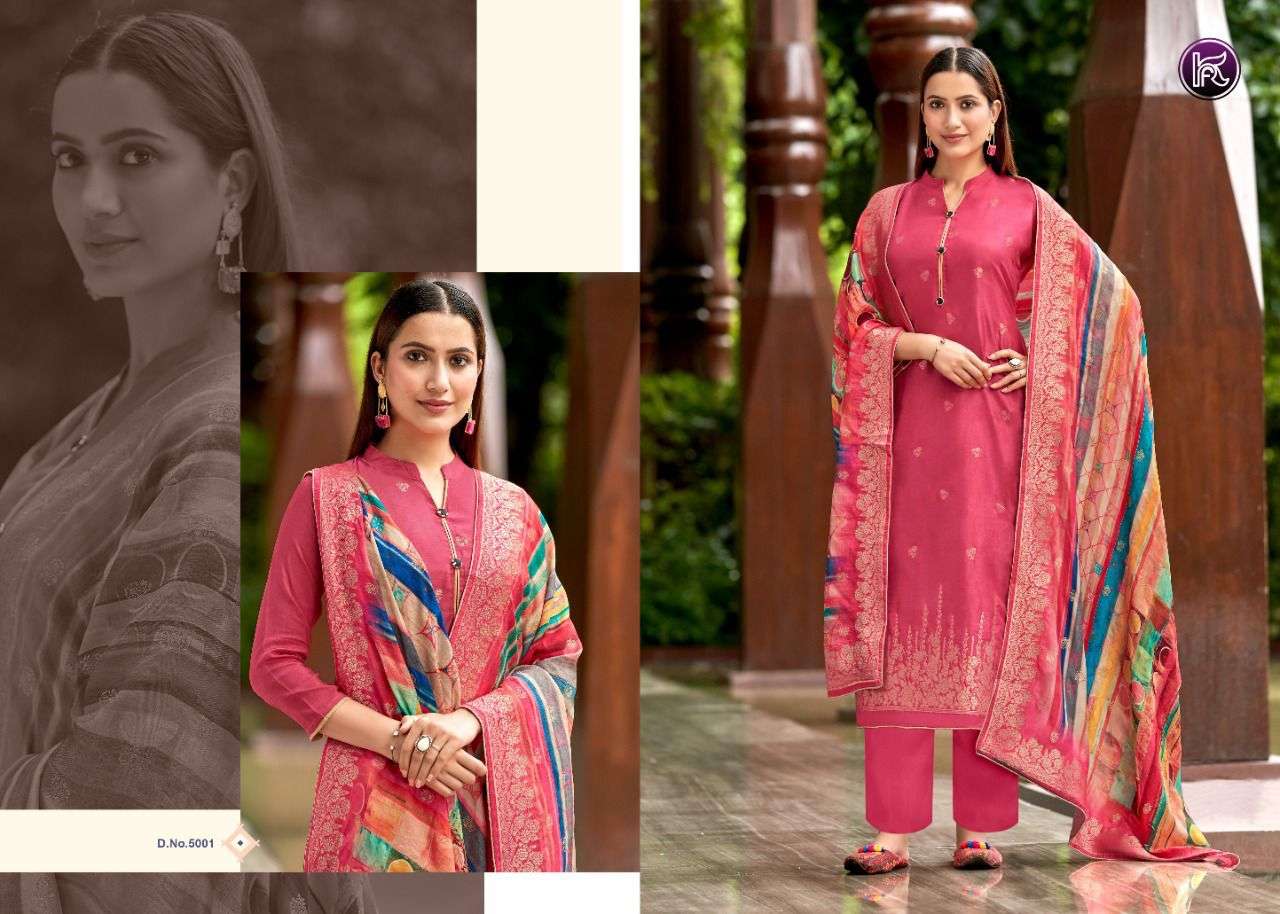 KALA JACQUARD VOL-10 BY KALA FASHION 5001 TO 5007 SERIES BEAUTIFUL SUITS COLORFUL STYLISH FANCY CASUAL WEAR & ETHNIC WEAR BANARASI JACQUARD DRESSES AT WHOLESALE PRICE