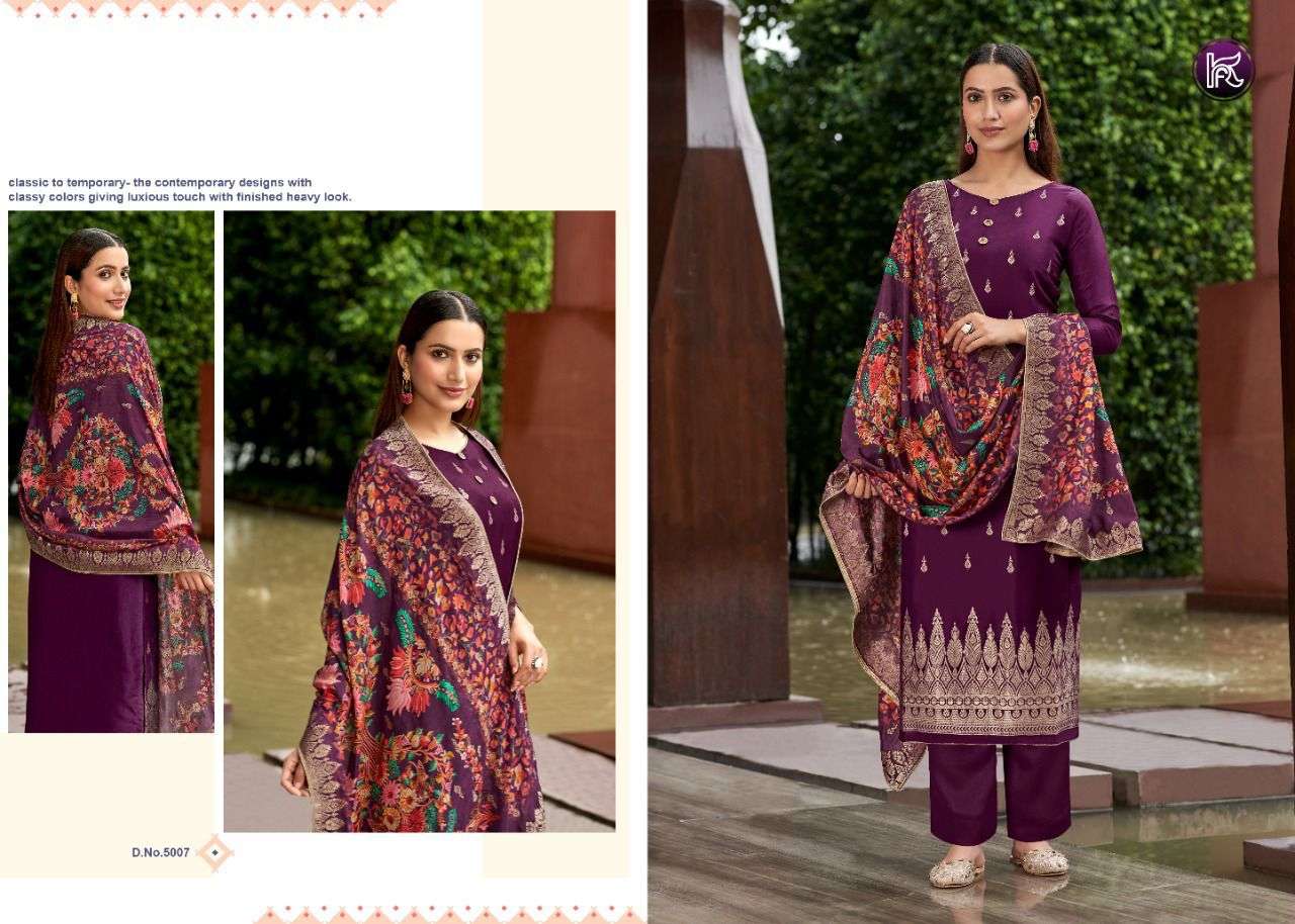 KALA JACQUARD VOL-10 BY KALA FASHION 5001 TO 5007 SERIES BEAUTIFUL SUITS COLORFUL STYLISH FANCY CASUAL WEAR & ETHNIC WEAR BANARASI JACQUARD DRESSES AT WHOLESALE PRICE