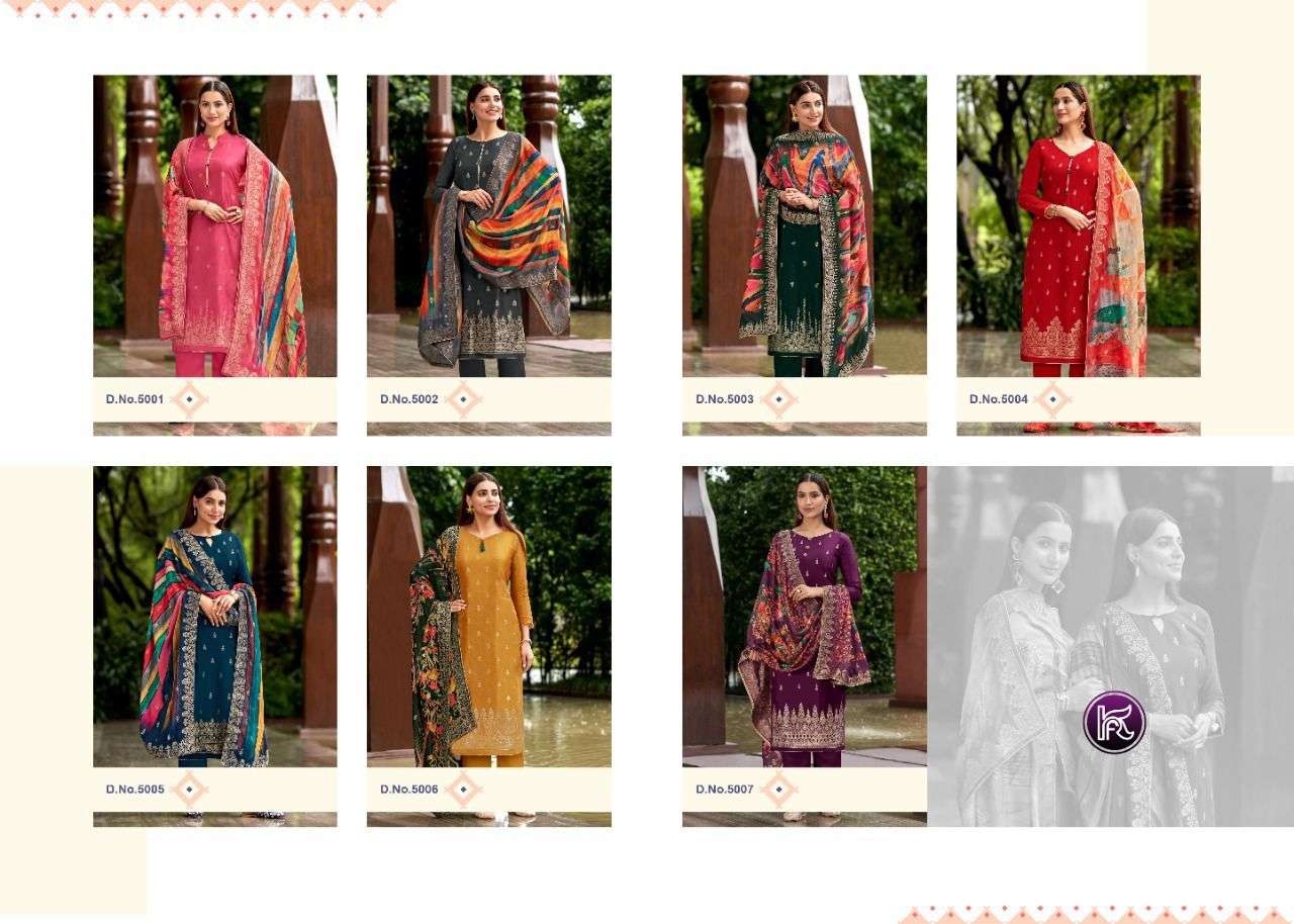 KALA JACQUARD VOL-10 BY KALA FASHION 5001 TO 5007 SERIES BEAUTIFUL SUITS COLORFUL STYLISH FANCY CASUAL WEAR & ETHNIC WEAR BANARASI JACQUARD DRESSES AT WHOLESALE PRICE