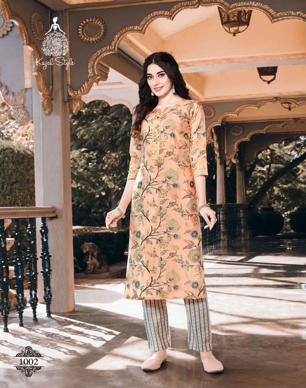 URBAN BEAUTY BY KAJAL STYLE 1001 TO 1008 SERIES DESIGNER STYLISH FANCY COLORFUL BEAUTIFUL PARTY WEAR & ETHNIC WEAR COLLECTION CHANDERI KURTIS WITH BOTTOM AT WHOLESALE PRICE