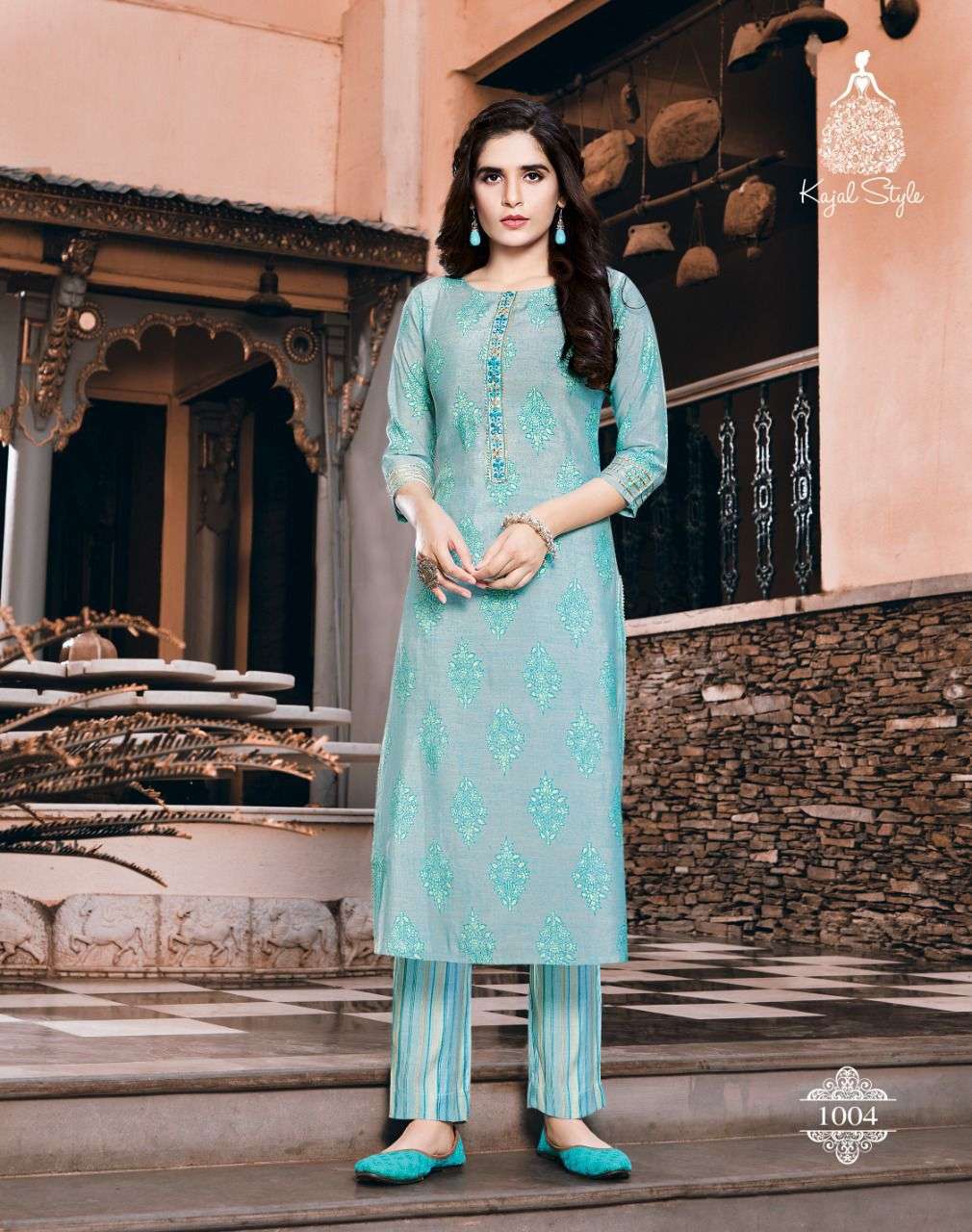 URBAN BEAUTY BY KAJAL STYLE 1001 TO 1008 SERIES DESIGNER STYLISH FANCY COLORFUL BEAUTIFUL PARTY WEAR & ETHNIC WEAR COLLECTION CHANDERI KURTIS WITH BOTTOM AT WHOLESALE PRICE