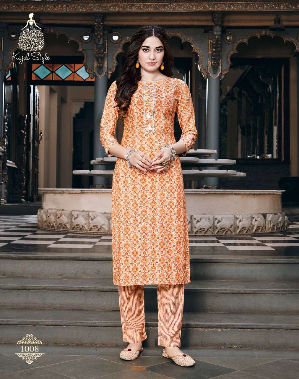 URBAN BEAUTY BY KAJAL STYLE 1001 TO 1008 SERIES DESIGNER STYLISH FANCY COLORFUL BEAUTIFUL PARTY WEAR & ETHNIC WEAR COLLECTION CHANDERI KURTIS WITH BOTTOM AT WHOLESALE PRICE