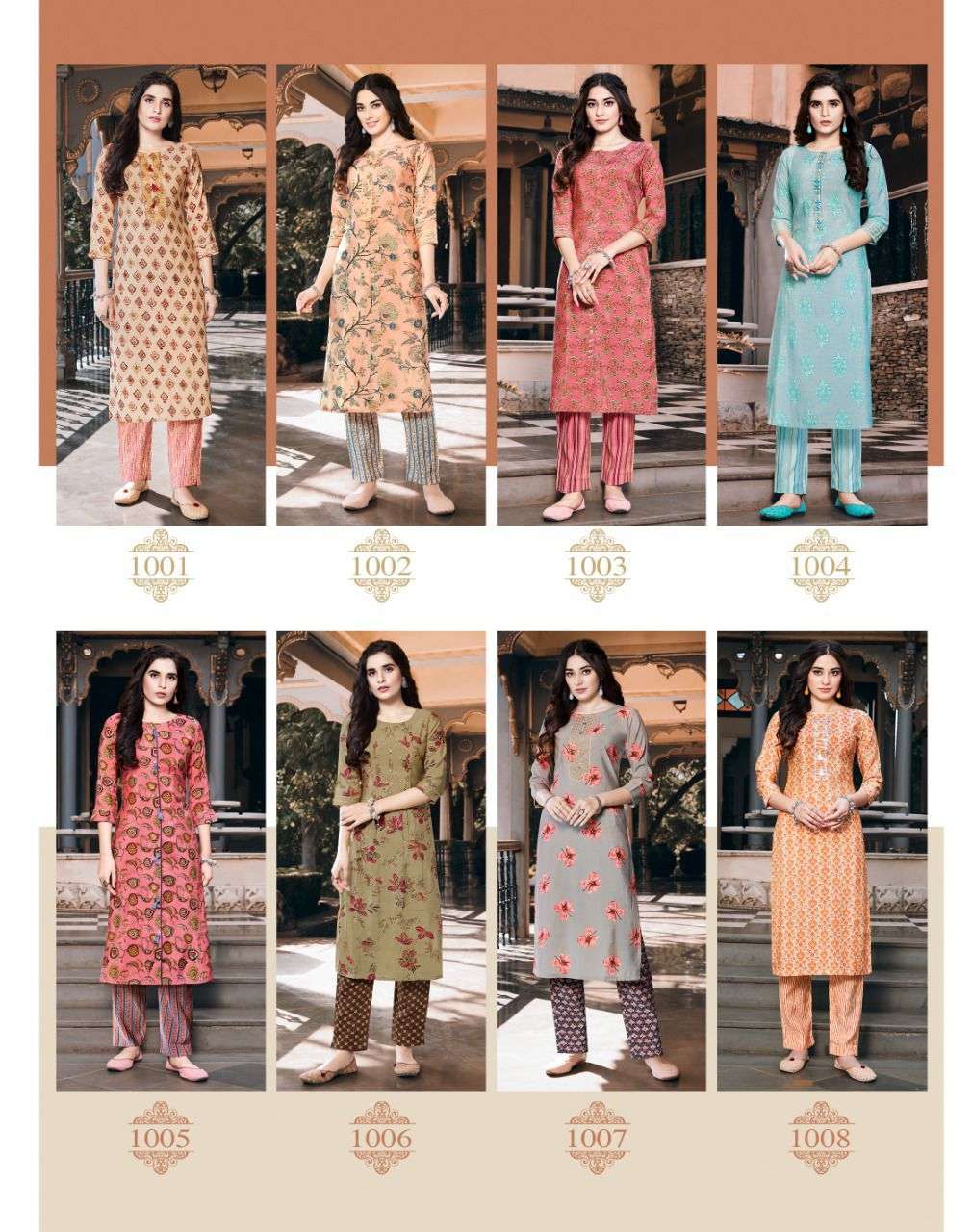 URBAN BEAUTY BY KAJAL STYLE 1001 TO 1008 SERIES DESIGNER STYLISH FANCY COLORFUL BEAUTIFUL PARTY WEAR & ETHNIC WEAR COLLECTION CHANDERI KURTIS WITH BOTTOM AT WHOLESALE PRICE