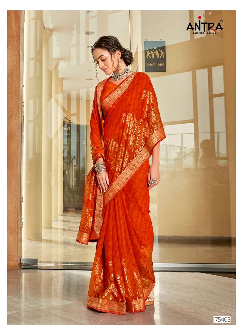 PARCHHAI VOL-2 BY ANTRA 75401 TO 75410 SEREIS INDIAN TRADITIONAL WEAR COLLECTION BEAUTIFUL STYLISH FANCY COLORFUL PARTY WEAR & OCCASIONAL WEAR FANCY MAZOR PRINT SAREES AT WHOLESALE PRICE