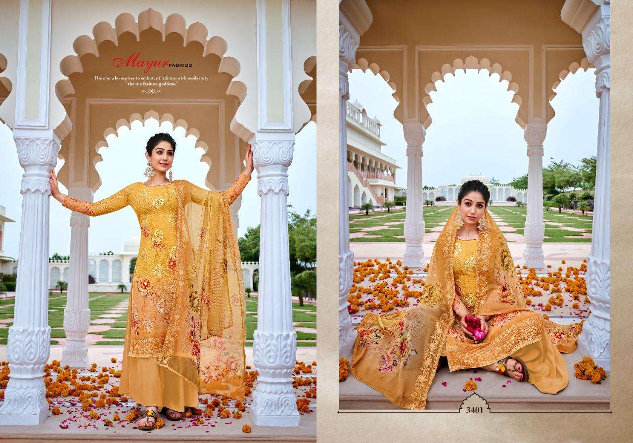 PAVITRA BY MAYUR FASHION 3401 TO 3406 SERIES BEAUTIFUL STYLISH DESIGNER DIGITAL PRINTED AND EMBROIDERED CASUAL WEAR GEORGETTE DRESSES AT WHOLESALE PRICE