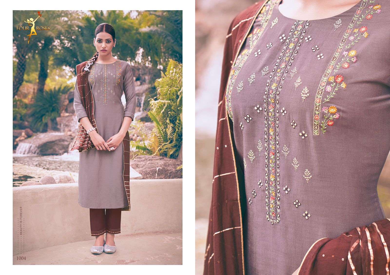 VOWS BY FOUR ROSES 1001 TO 1006 SERIES BEAUTIFUL STYLISH FANCY COLORFUL CASUAL WEAR & ETHNIC WEAR EMBROIDERED KURTIS AT WHOLESALE PRICE