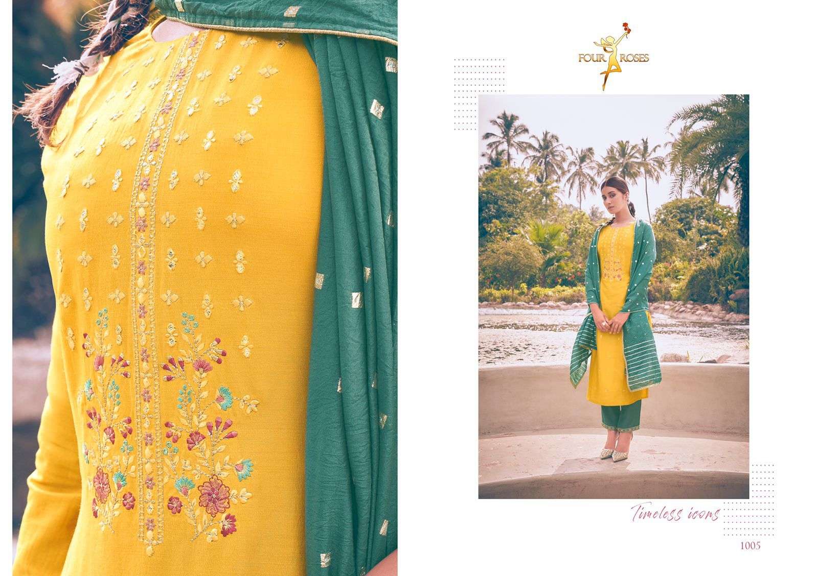 VOWS BY FOUR ROSES 1001 TO 1006 SERIES BEAUTIFUL STYLISH FANCY COLORFUL CASUAL WEAR & ETHNIC WEAR EMBROIDERED KURTIS AT WHOLESALE PRICE