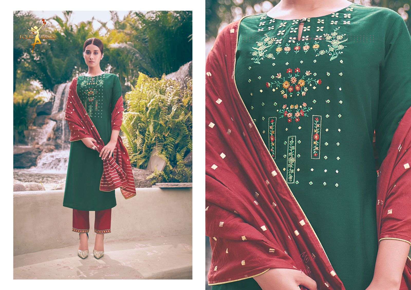 VOWS BY FOUR ROSES 1001 TO 1006 SERIES BEAUTIFUL STYLISH FANCY COLORFUL CASUAL WEAR & ETHNIC WEAR EMBROIDERED KURTIS AT WHOLESALE PRICE