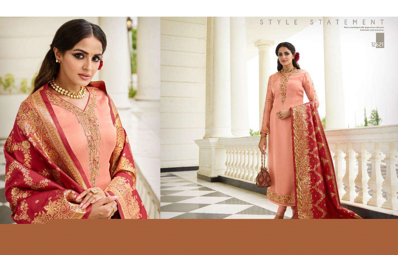 ZISA BANARASI VOL-11 BY MEERA TRENDZ 12621 TO 12621 SERIES BEAUTIFUL SUITS COLORFUL STYLISH FANCY CASUAL WEAR & ETHNIC WEAR FANCY DRESSES AT WHOLESALE PRICE