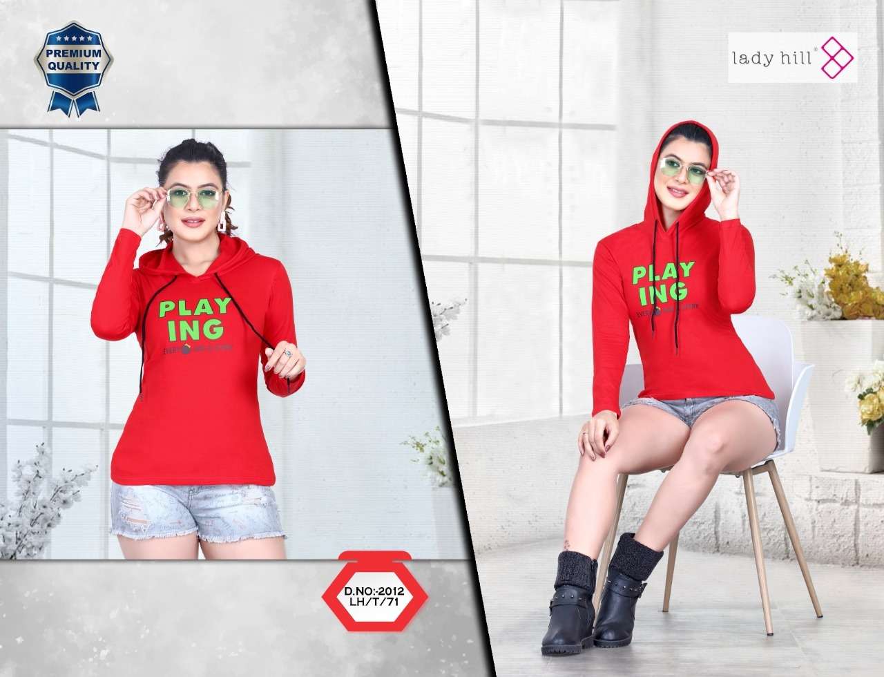 LADY HILL VOL-71 BY LADY HILL 2012-A TO 2012-H SERIES DESIGNER STYLISH FANCY COLORFUL BEAUTIFUL PARTY WEAR & ETHNIC WEAR COLLECTION COTTON HOSIERY TOPS AT WHOLESALE PRICE