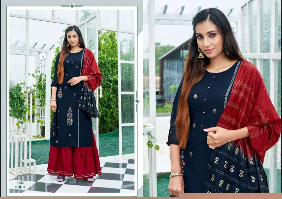PLEASANT BY AMAAYA GARMENTS 1001 TO 1008 SERIES BEAUTIFUL SUITS COLORFUL STYLISH FANCY CASUAL WEAR & ETHNIC WEAR CHINNON SILK DRESSES AT WHOLESALE PRICE
