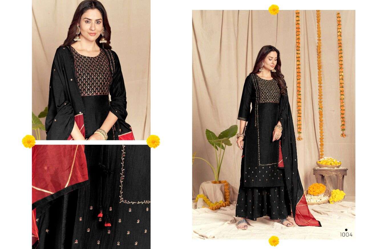 BLOOM BY SWEETY FASHION 1001 TO 1006 SERIES BEAUTIFUL SHARARA SUITS COLORFUL STYLISH FANCY CASUAL WEAR & ETHNIC WEAR FANCY SILK DRESSES AT WHOLESALE PRICE