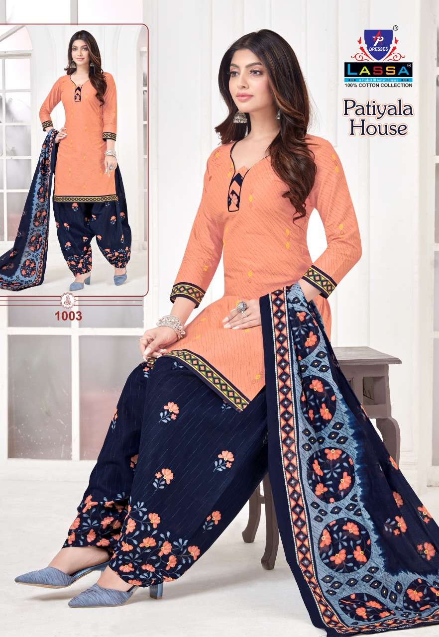 PATIYALA HOUSE BY LASSA 1001 TO 1010 SERIES BEAUTIFUL STYLISH SUITS FANCY COLORFUL CASUAL WEAR & ETHNIC WEAR & READY TO WEAR PURE COTTON PRINTED DRESSES AT WHOLESALE PRICE