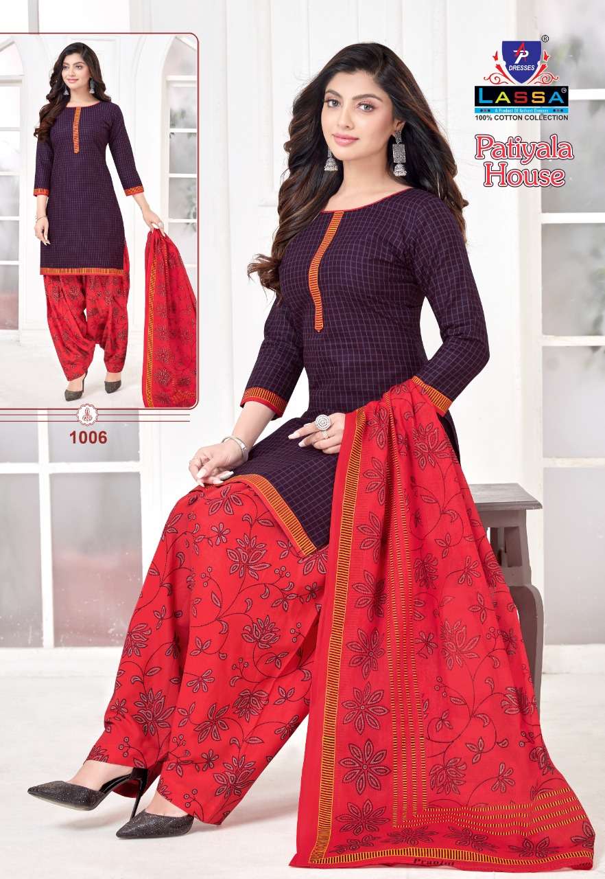 PATIYALA HOUSE BY LASSA 1001 TO 1010 SERIES BEAUTIFUL STYLISH SUITS FANCY COLORFUL CASUAL WEAR & ETHNIC WEAR & READY TO WEAR PURE COTTON PRINTED DRESSES AT WHOLESALE PRICE
