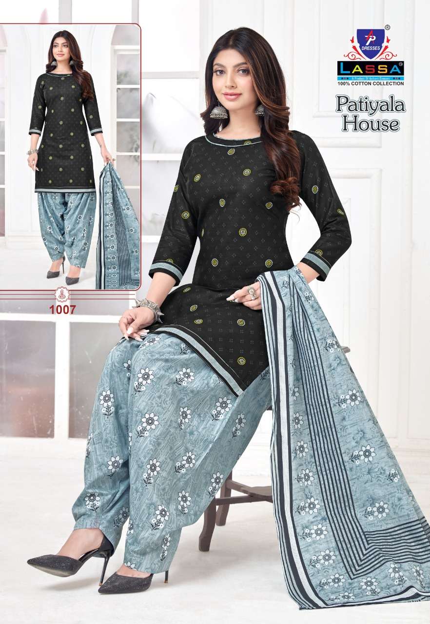 PATIYALA HOUSE BY LASSA 1001 TO 1010 SERIES BEAUTIFUL STYLISH SUITS FANCY COLORFUL CASUAL WEAR & ETHNIC WEAR & READY TO WEAR PURE COTTON PRINTED DRESSES AT WHOLESALE PRICE