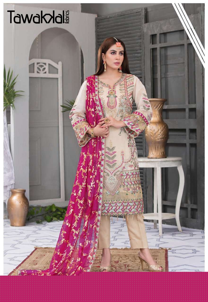 ZAAFIRA BY TAWAKKAL FAB 01 TO 10 SERIES DESIGNER PAKISTANI SUITS BEAUTIFUL STYLISH FANCY COLORFUL PARTY WEAR & OCCASIONAL WEAR COTTON DRESSES AT WHOLESALE PRICE