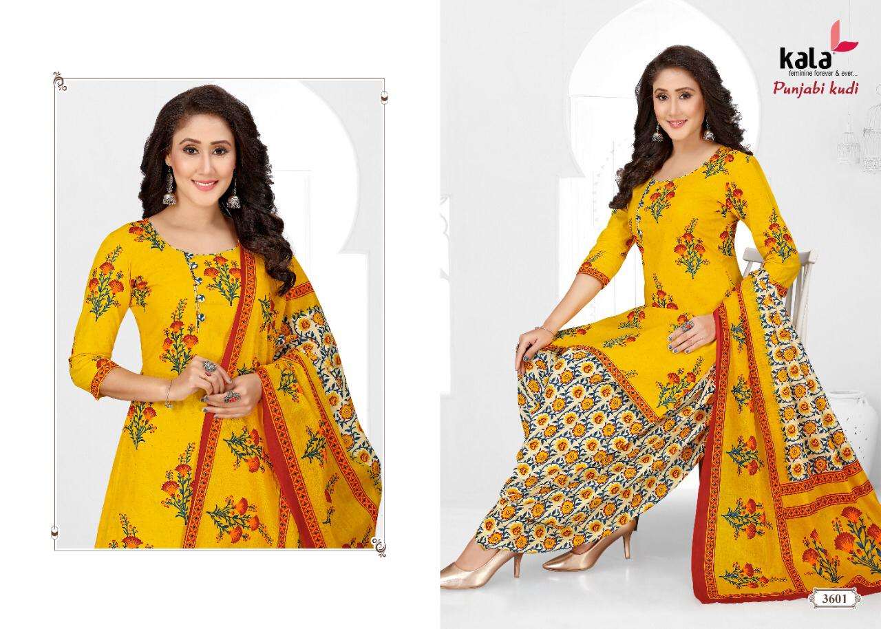 PUNJABI KUDI VOL-2 BY KALA 3601 TO 3612 SERIES BEAUTIFUL WINTER COLLECTION SUITS STYLISH FANCY COLORFUL CASUAL WEAR & ETHNIC WEAR COTTON PRINT DRESSES AT WHOLESALE PRICE