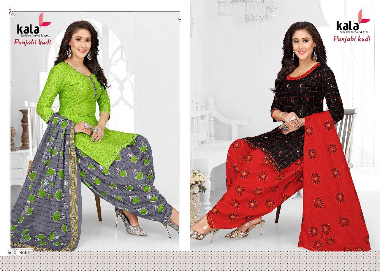 PUNJABI KUDI VOL-2 BY KALA 3601 TO 3612 SERIES BEAUTIFUL WINTER COLLECTION SUITS STYLISH FANCY COLORFUL CASUAL WEAR & ETHNIC WEAR COTTON PRINT DRESSES AT WHOLESALE PRICE