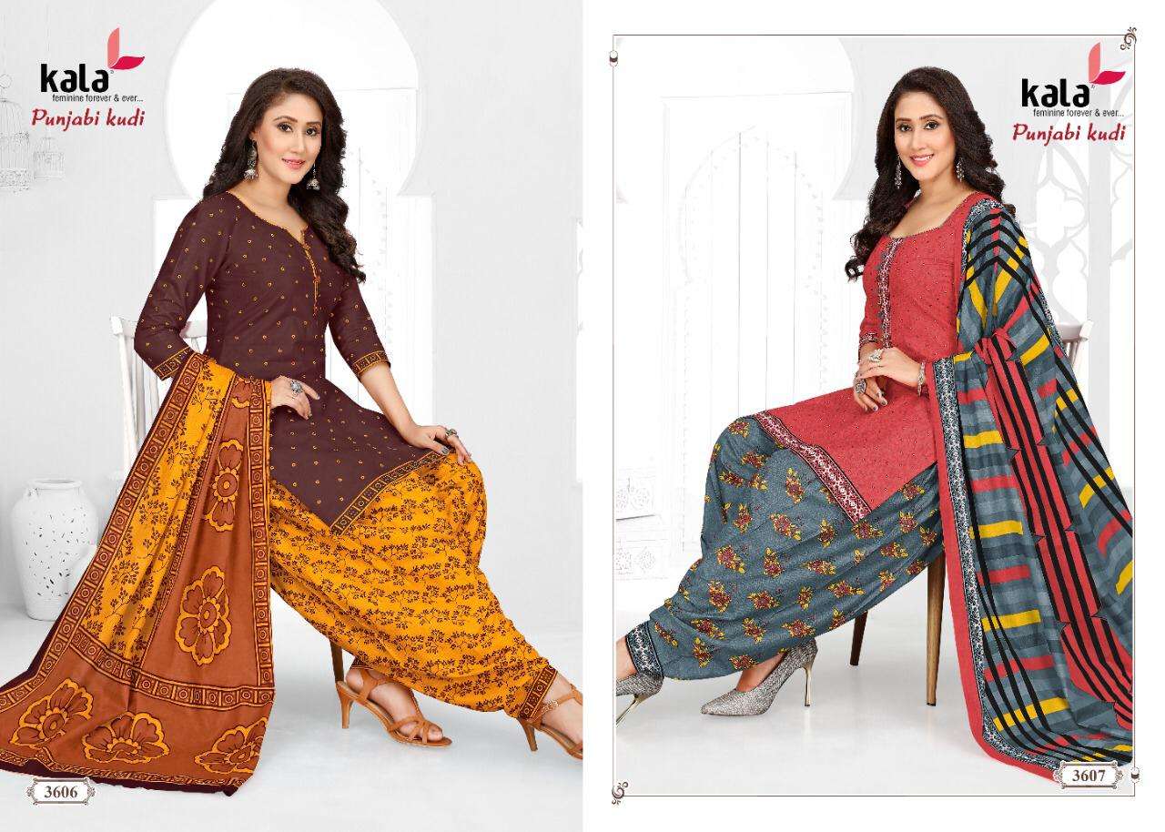 PUNJABI KUDI VOL-2 BY KALA 3601 TO 3612 SERIES BEAUTIFUL WINTER COLLECTION SUITS STYLISH FANCY COLORFUL CASUAL WEAR & ETHNIC WEAR COTTON PRINT DRESSES AT WHOLESALE PRICE