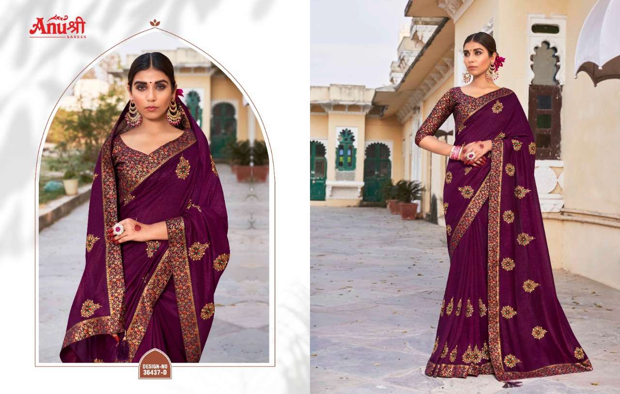 MOR PANKH BY ANUSHREE 36437-A TO 36437-H SERIES INDIAN TRADITIONAL WEAR COLLECTION BEAUTIFUL STYLISH FANCY COLORFUL PARTY WEAR & OCCASIONAL WEAR GEORGETTE SAREES AT WHOLESALE PRICE