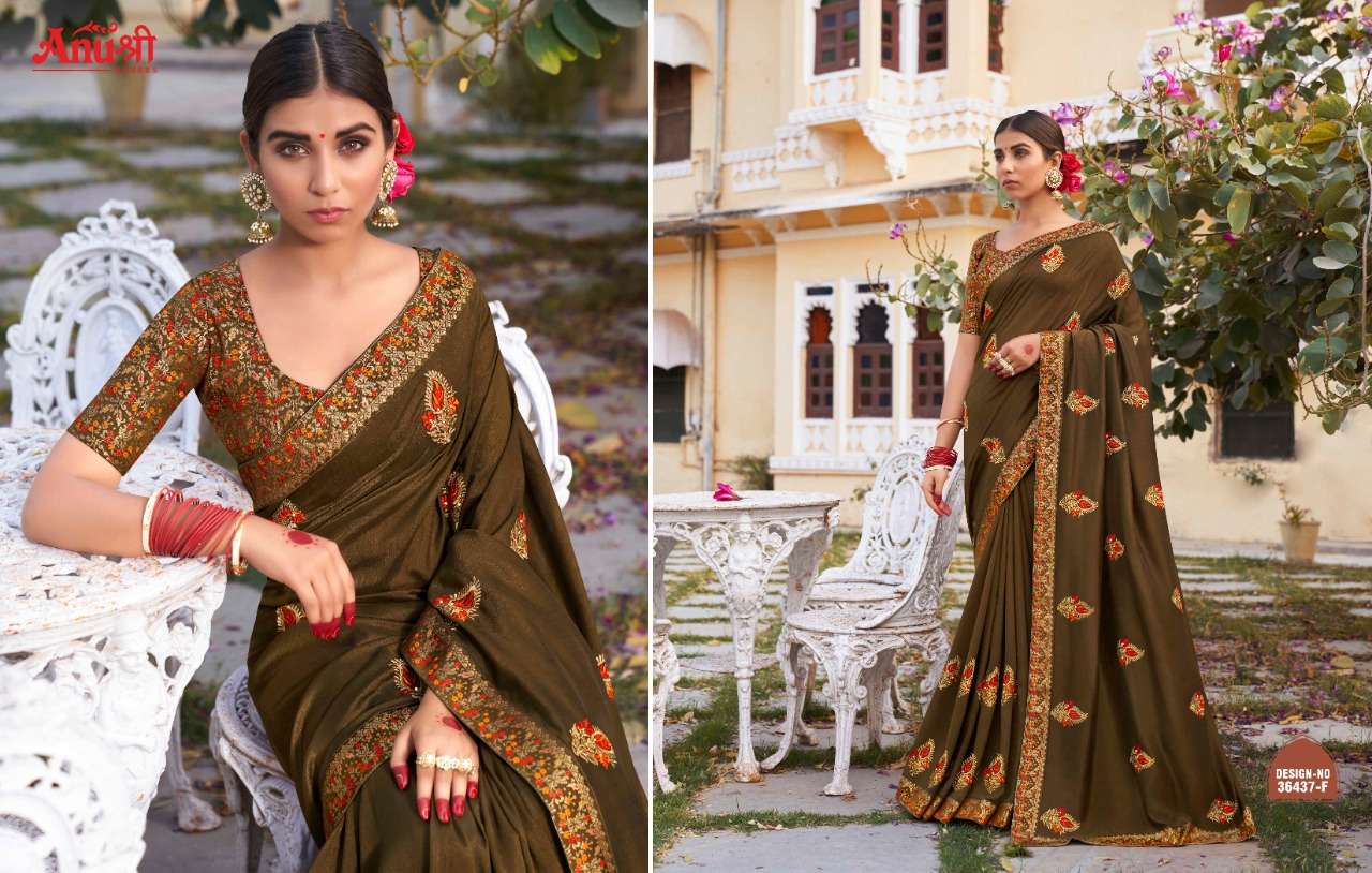 MOR PANKH BY ANUSHREE 36437-A TO 36437-H SERIES INDIAN TRADITIONAL WEAR COLLECTION BEAUTIFUL STYLISH FANCY COLORFUL PARTY WEAR & OCCASIONAL WEAR GEORGETTE SAREES AT WHOLESALE PRICE