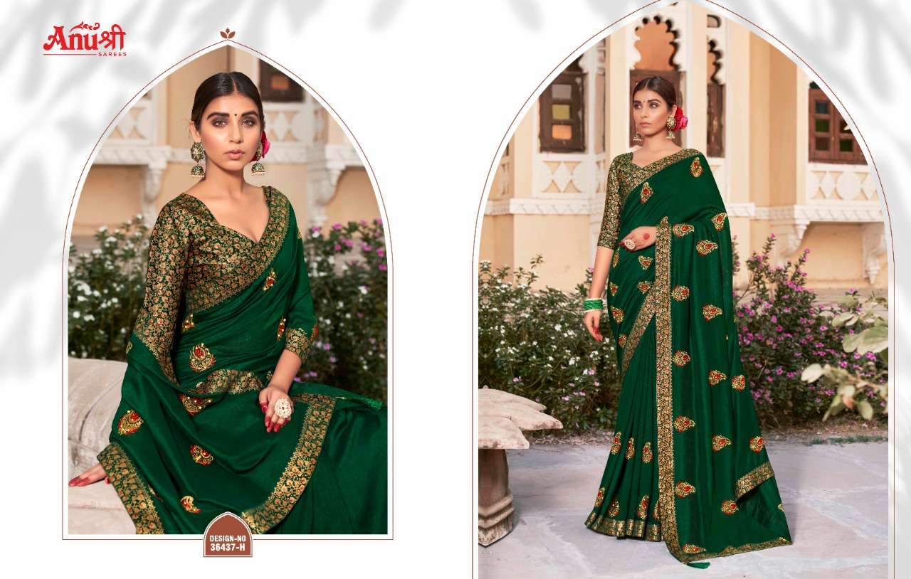 MOR PANKH BY ANUSHREE 36437-A TO 36437-H SERIES INDIAN TRADITIONAL WEAR COLLECTION BEAUTIFUL STYLISH FANCY COLORFUL PARTY WEAR & OCCASIONAL WEAR GEORGETTE SAREES AT WHOLESALE PRICE