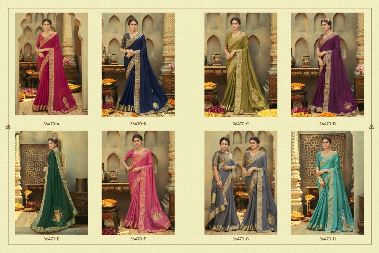 KAMAKSHYA BY ANUSHREE 36470-A TO 36470-H SERIES INDIAN TRADITIONAL WEAR COLLECTION BEAUTIFUL STYLISH FANCY COLORFUL PARTY WEAR & OCCASIONAL WEAR CHIFFON SAREES AT WHOLESALE PRICE