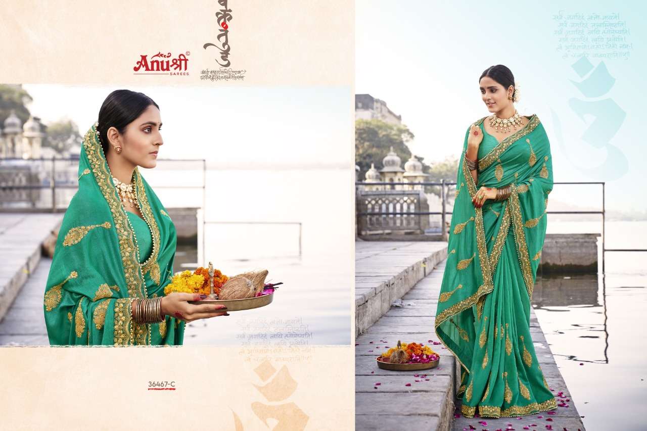 INDRASENA BY ANUSHREE 36467-A TO 36467-F SERIES INDIAN TRADITIONAL WEAR COLLECTION BEAUTIFUL STYLISH FANCY COLORFUL PARTY WEAR & OCCASIONAL WEAR VICHITRA SILK SAREES AT WHOLESALE PRICE