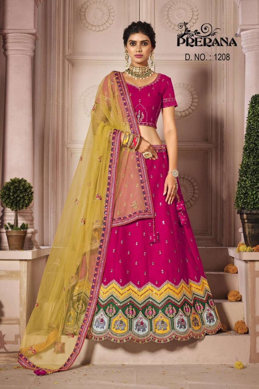 PRERANA 1201 SERIES BY PRERANA 1201 TO 1218 SERIES DESIGNER BEAUTIFUL NAVRATRI COLLECTION OCCASIONAL WEAR & PARTY WEAR FANCY LEHENGAS AT WHOLESALE PRICE
