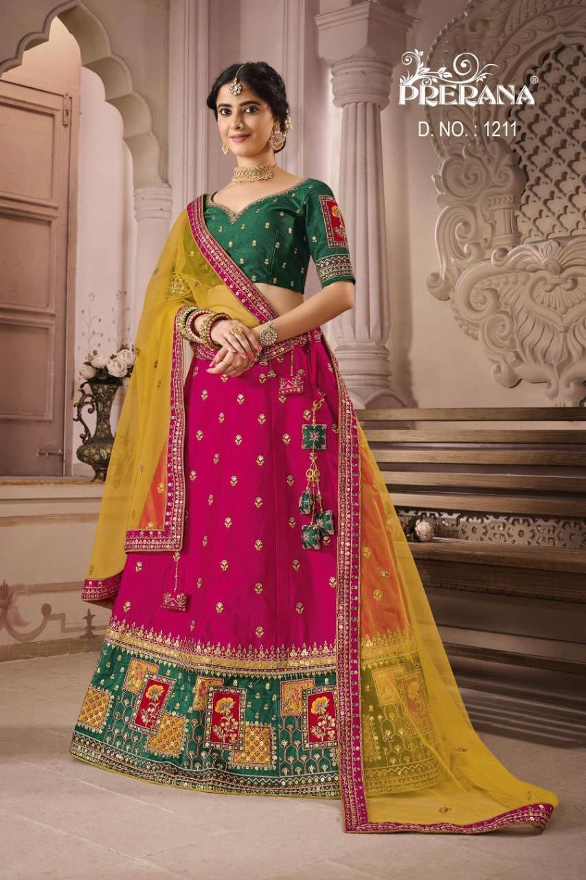 PRERANA 1201 SERIES BY PRERANA 1201 TO 1218 SERIES DESIGNER BEAUTIFUL NAVRATRI COLLECTION OCCASIONAL WEAR & PARTY WEAR FANCY LEHENGAS AT WHOLESALE PRICE
