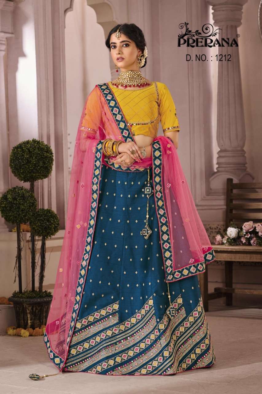 PRERANA 1201 SERIES BY PRERANA 1201 TO 1218 SERIES DESIGNER BEAUTIFUL NAVRATRI COLLECTION OCCASIONAL WEAR & PARTY WEAR FANCY LEHENGAS AT WHOLESALE PRICE