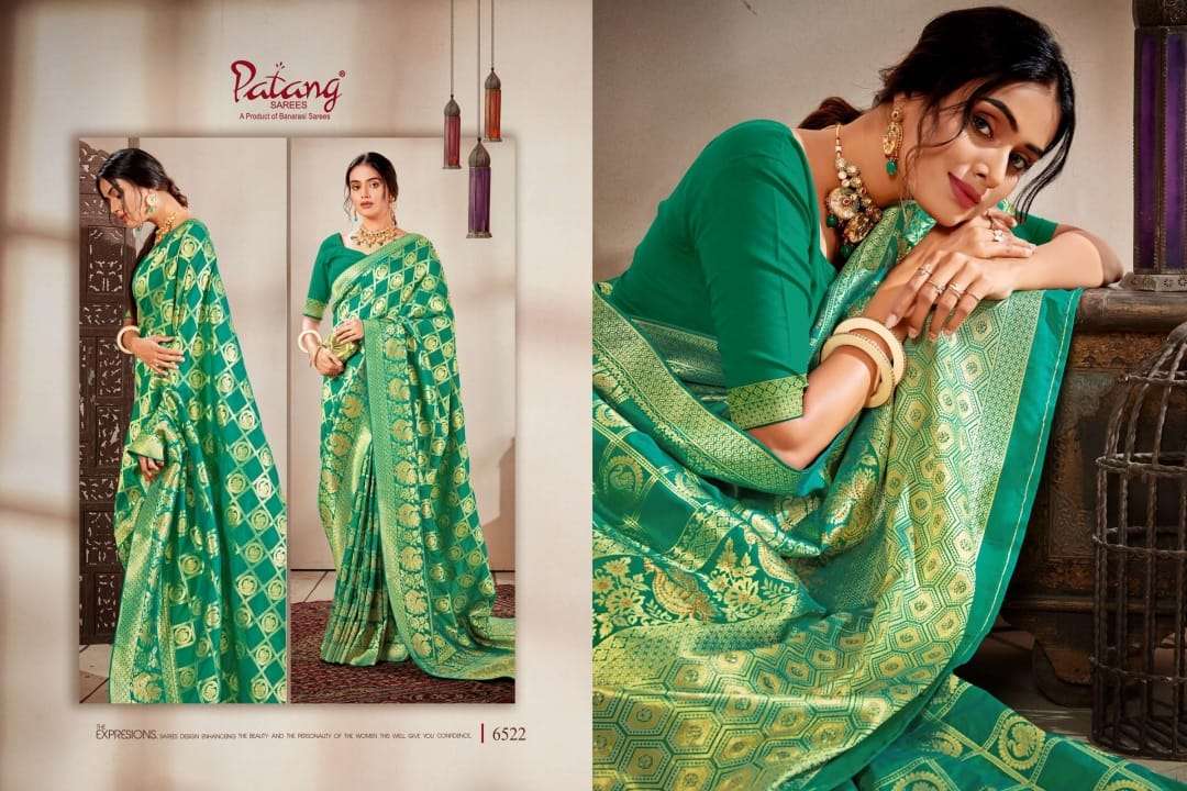 SANSKRITI BY PATANG SAREES 6521 TO 6528 SERIES INDIAN TRADITIONAL WEAR COLLECTION BEAUTIFUL STYLISH FANCY COLORFUL PARTY WEAR & OCCASIONAL WEAR SILK SAREES AT WHOLESALE PRICE